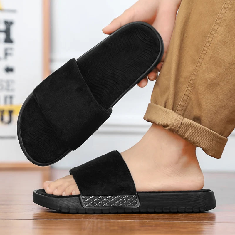 Men's Slippers for Home in Solid Colors Flat Heels Low Cuffs Convenient To Wear Spring and Summer Soft-soled Anti-slip Slippers