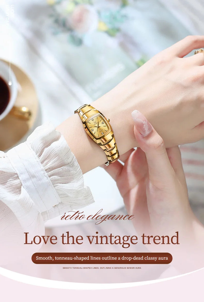 OLEVS 7006 Women's Watches Top Brand Luxury Original Quartz Montres Femmes Waterproof Tungsten Steel Case Strap Luminous Date