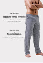 Pajama Pants Men's Pants Pure Cotton Home Pants Thin Summer Loose Plaid Cotton Home Pants Spring & Fall Air-Conditioned Pants