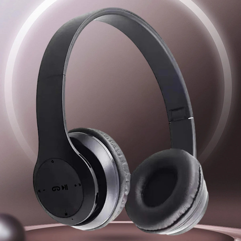 Foldable wireless Bluetooth headphones, over-ear heavy bass headphones