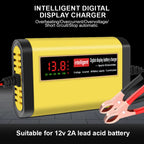 Full Automatic Car Battery Charger 2A Intelligent Fast Power Charging Digital LCD Display