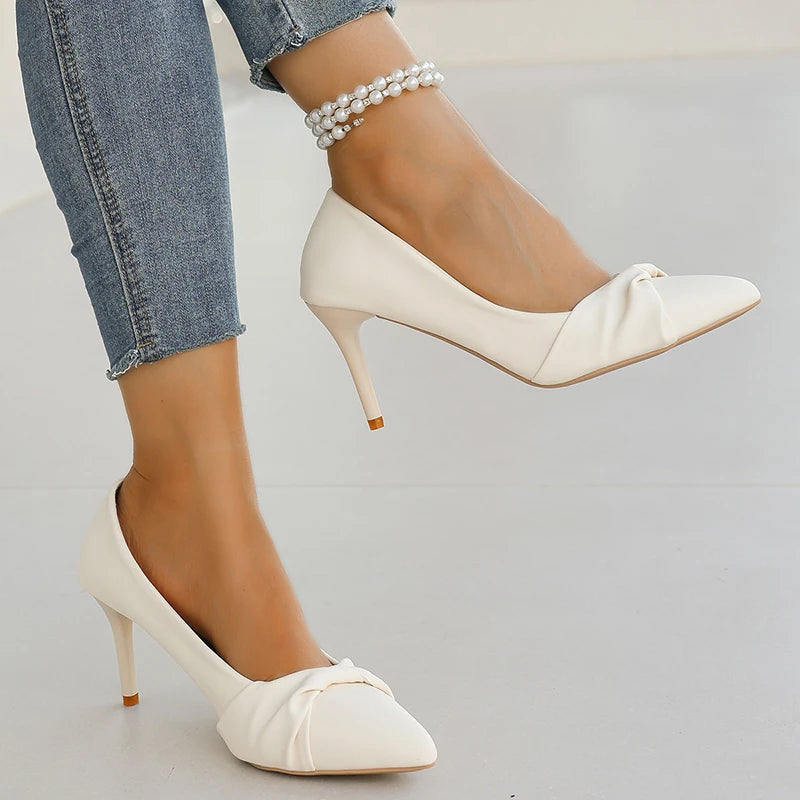 Women' Classics White High Heel Pumps Fashion Pointed Toe Banquet Dress Shoes Woman Plus Size Autumn Stiletto Heeled Pumps Mujer