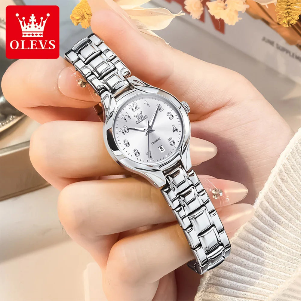 OLEVS 3650 Couple Watches For Men Women Number Scale Waterproof Quartz Dress Wristwatch Luminous Luxury Calendar Business Watch
