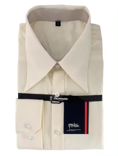 Men's shirt design retro trendy brand long pointed shirt - men's authentic retro appearance custom shirt