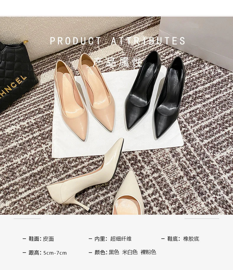 Female Heels Women Shoes Brand Women Pumps Office Ladies Working Shoes Solid Pointed Toe Dress Shoes Spring Autumn Plus Size 43