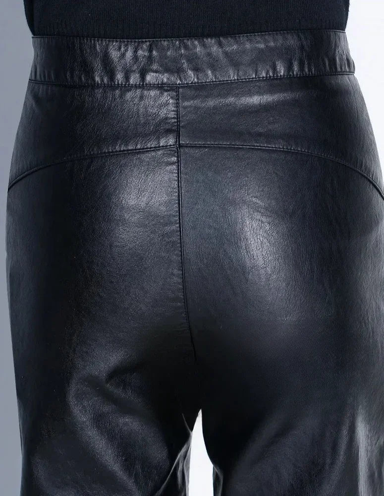 Pants for Women High Waist PU Leather Harem Woman Trousers Aesthetic One Size Classic Autumn Trends 2025 90s Outfits Clothing G