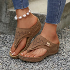 Woman Slippers Leather Non-Slip Soft Platform Shoes Flip Flops Summer Wedge Slippers Lightweight Orthopedic Sandals Slides Women