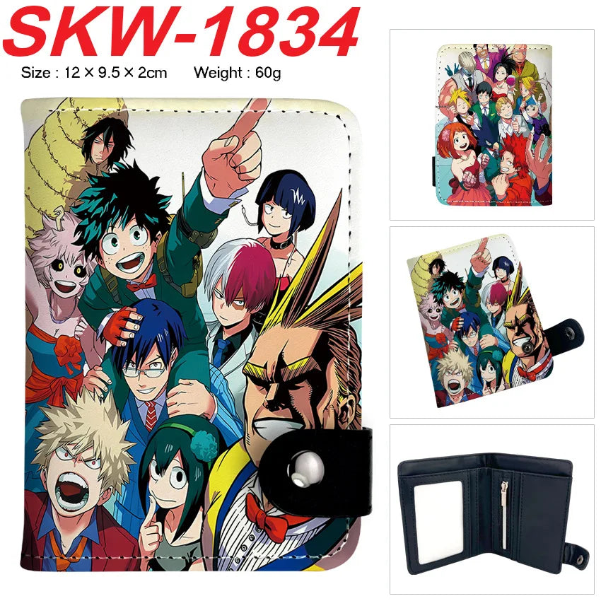 new My Hero Academia Cartoon Anime Short Wallet Vertical style with buttons can hold coins