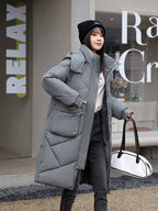 Vielleicht 2024 Snow Wear New Solid Winter Coat for Women Down Jacket Warm Casual Loose Hooded Winter Women Jacket Long Parkas