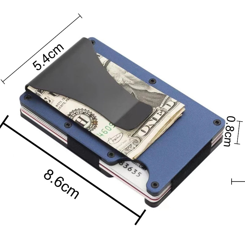 Slim Wallet For Men - Front Pocket RFID Blocking Minimalist Wallet For Men - Metal Wallet With Money Clip For Men