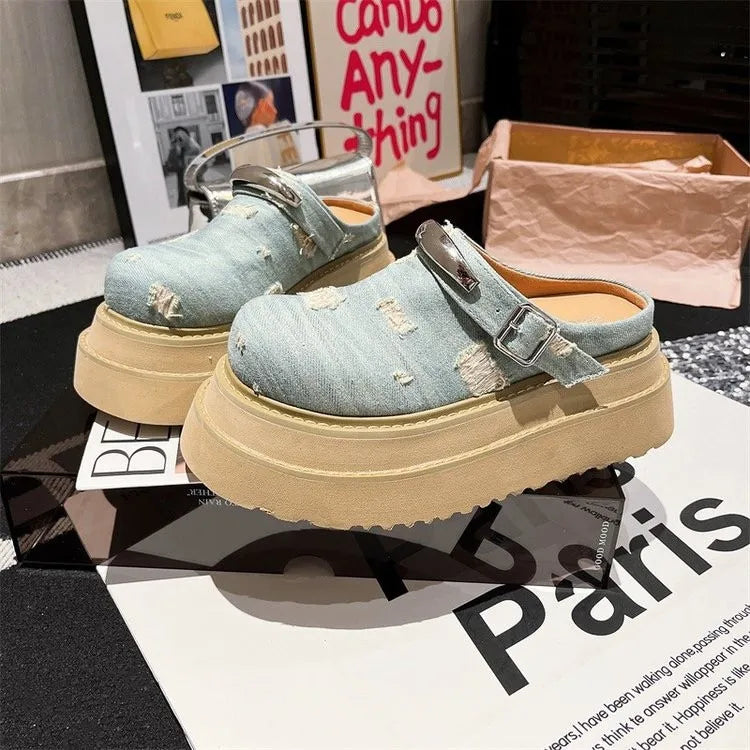 Flats Women Slippers Platform Slingback Mules Shoes Fashion Woman Sandals Summer 2025 Designer Flip Flops Dress Zapatos De Mujer