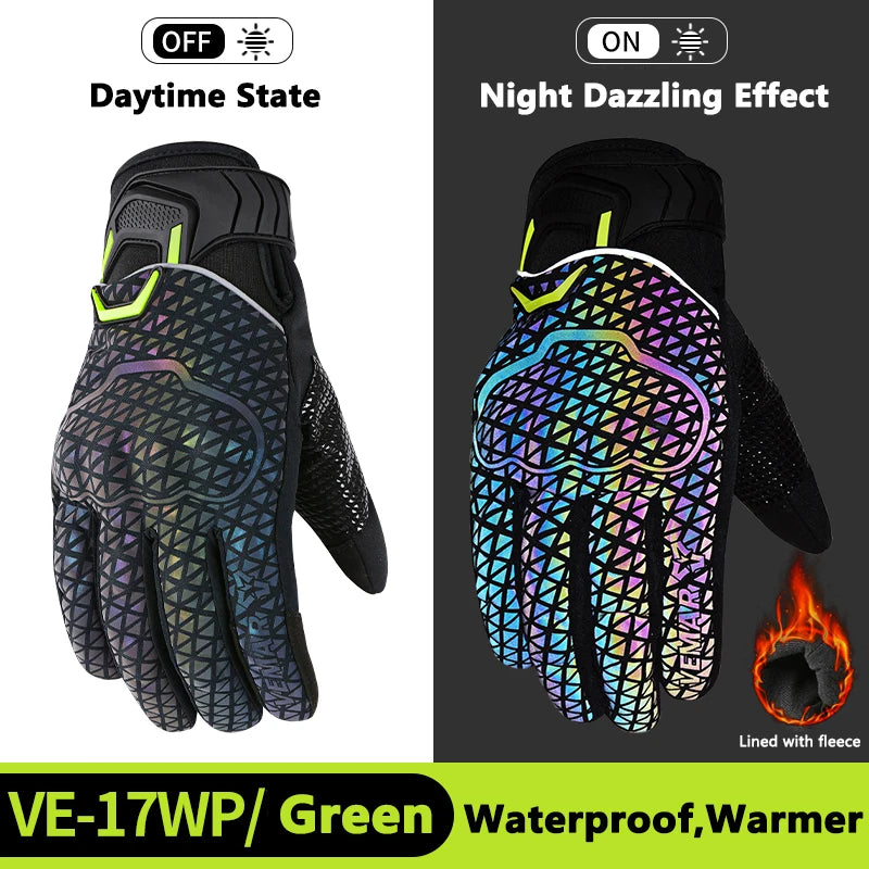 Autumn Winter Motorcycle Riding Gloves for Women Men Warm Fall-proof Windproof Moto Glove Colorful Reflective Touchscreen Glove