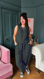 Fashion Women's Pants Set Printed Plaid Sleeveless 2025 Spring Summer Relaxed Vest Nine Point Pants Home Wear Female 2 Piece Set