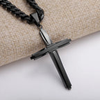 Vintage Cross Pendant Necklace Punk New Design Classic 316L Stainless Steel Curb Chain Men Women Necklace Jewelry