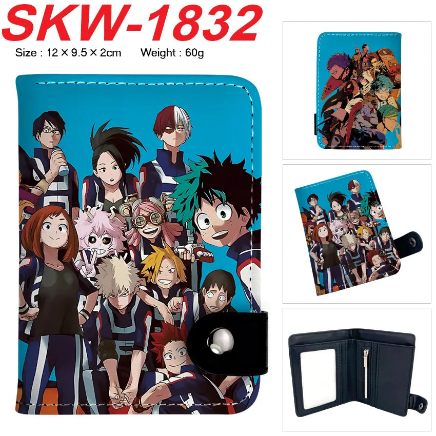 new My Hero Academia Cartoon Anime Short Wallet Vertical style with buttons can hold coins