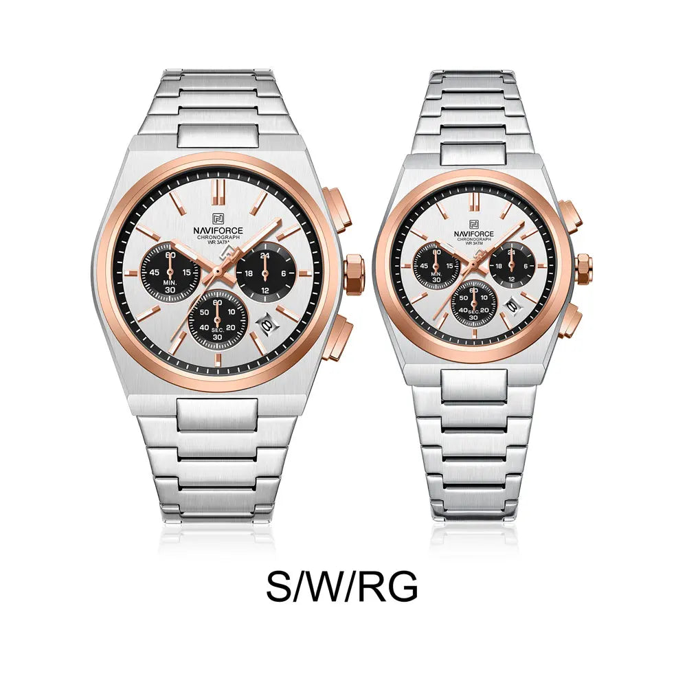 NAVIFORCE Luxury Couple Watches Set - Men's And Women's Fashion Quartz Wristwatches Waterproof Stainless Steel 2025 New Arrival