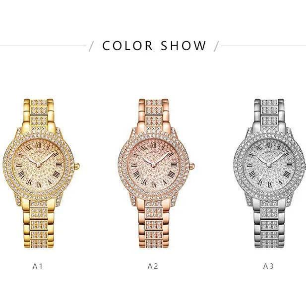 Women's Watches Fashion Original Quartz Wrist Watch for Ladies Roman Dial Dazzling Diamond Waterproof Luminous Luxury New