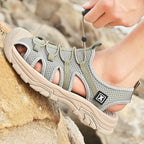 Handmade Sandals Men Breathable Summer Shoes Man Outdoor Men Sandals Antiskid Beach Sandals Hollow Shoes Collision Avoidance