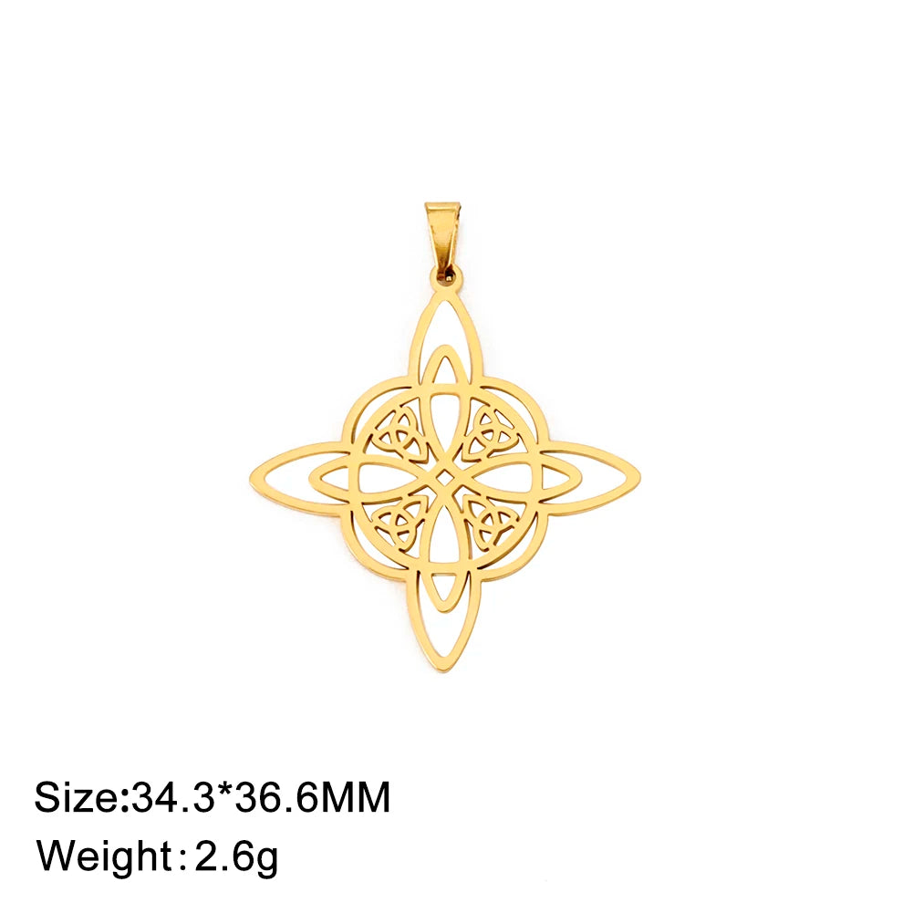 Skyrim Witch Knot Charms for Necklace Jewelry Making Stainless Steel Gold Color Wicca Witchcraft Amulet Pendants DIY Accessories