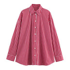 Women's shirt new striped silk loose shirt autumn fashion design women's casual top