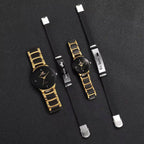 Couple wrist watch set, men's and women's quartz watch with steel strip, couple's watch set