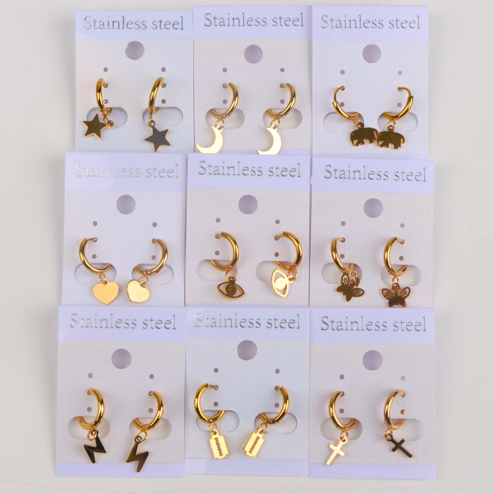 10Pairs/Lot Fashionable Women's Stainless Steel Earrings, Daily Jewelry Accessories Gifted To Friends, Randomly Shipped
