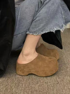 High Heels Women Mules Shoes Platform Fashion Slippers Suede Slingback New Woman Shoes 2025 Autumn Designer Zapatos De Mujer