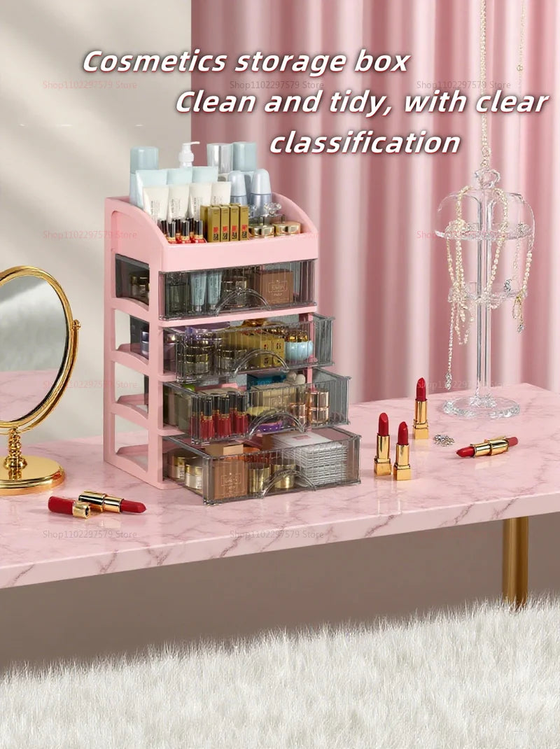 Cosmetics storage box, storage drawer, hair accessories multi-layer storage cabinet, cosmetics jewelry box, stationery multifunc
