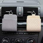 Car Mobile Phone PU Leather Bag Car Phone Holder Air Vent Mount Hanging Storage Box Glasses Organizer Support in Car Accessories