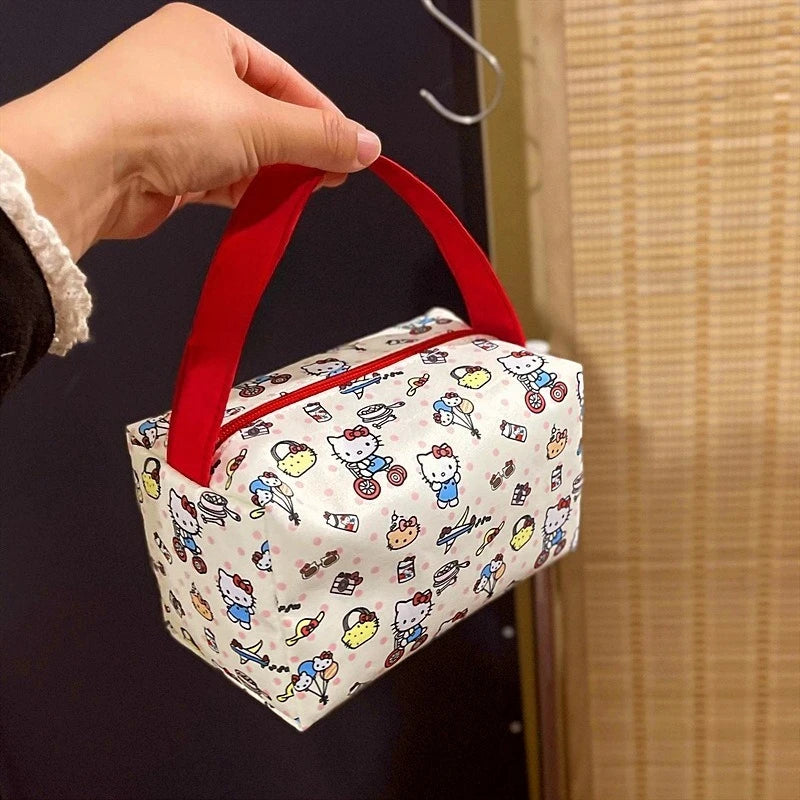 Hello Kitty Cosmetic Bag Large Capacity Travel Makeup Organizer Portable Toiletry Case Lipstick Storage Pouch Cute Cartoon Print