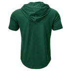 Men's Short-sleeved T-shirts for Sports and Fitness American-style Henley Shirt Hooded Top