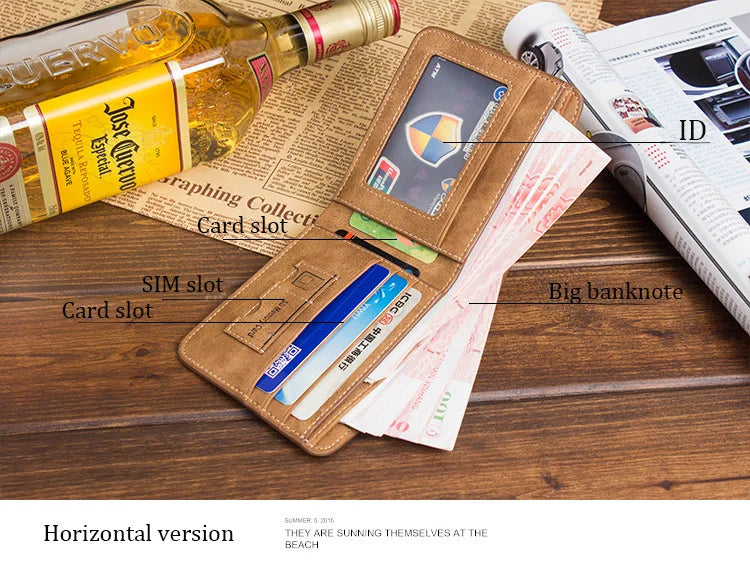 Men's Wallets European and American Retro Wallets Thin Fashion Casual Nubuck Leather Horizontal and Vertical Men's Wallets