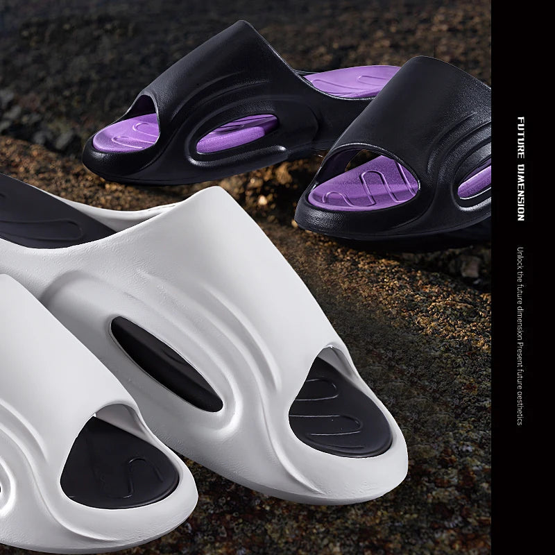 New Men Slippers Slides with a Sense High Aesthetic Value External Wear Anti Slip Thick Bottom, Beach Cool Slippers for Men