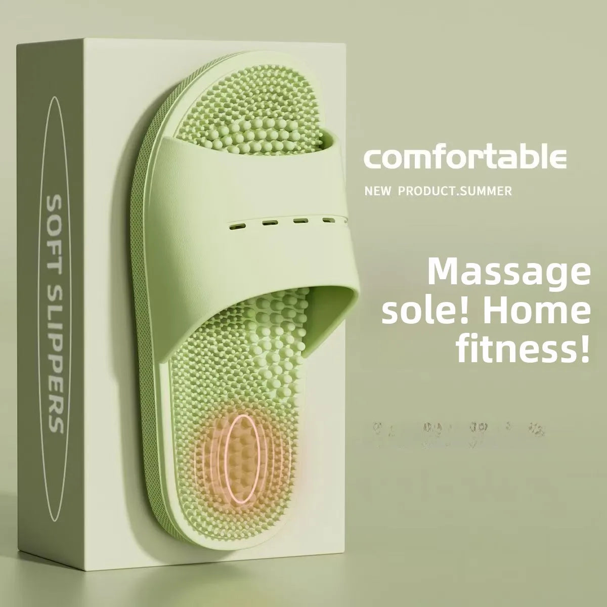 Men's Massage Slippers Anti-Slip Indoor Home Batoom Bathing Sandals Simple Sle PVC Material Comfortable Summer Slippers