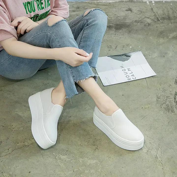 Women Flat Platform Canvas Shoes Flats Woman Casual Sneakers Girls Student Thick Soled Loafers Ladies Slip on tenis de mujer