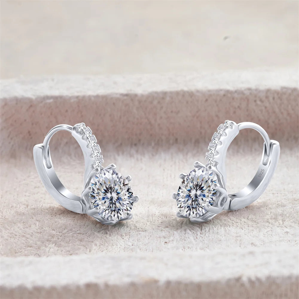 2 Carat Moissanite Drop Earrings Silver Stud Classic Solitaire Jewelry Women's Fashion Diamond Ear fine Jewelry gift