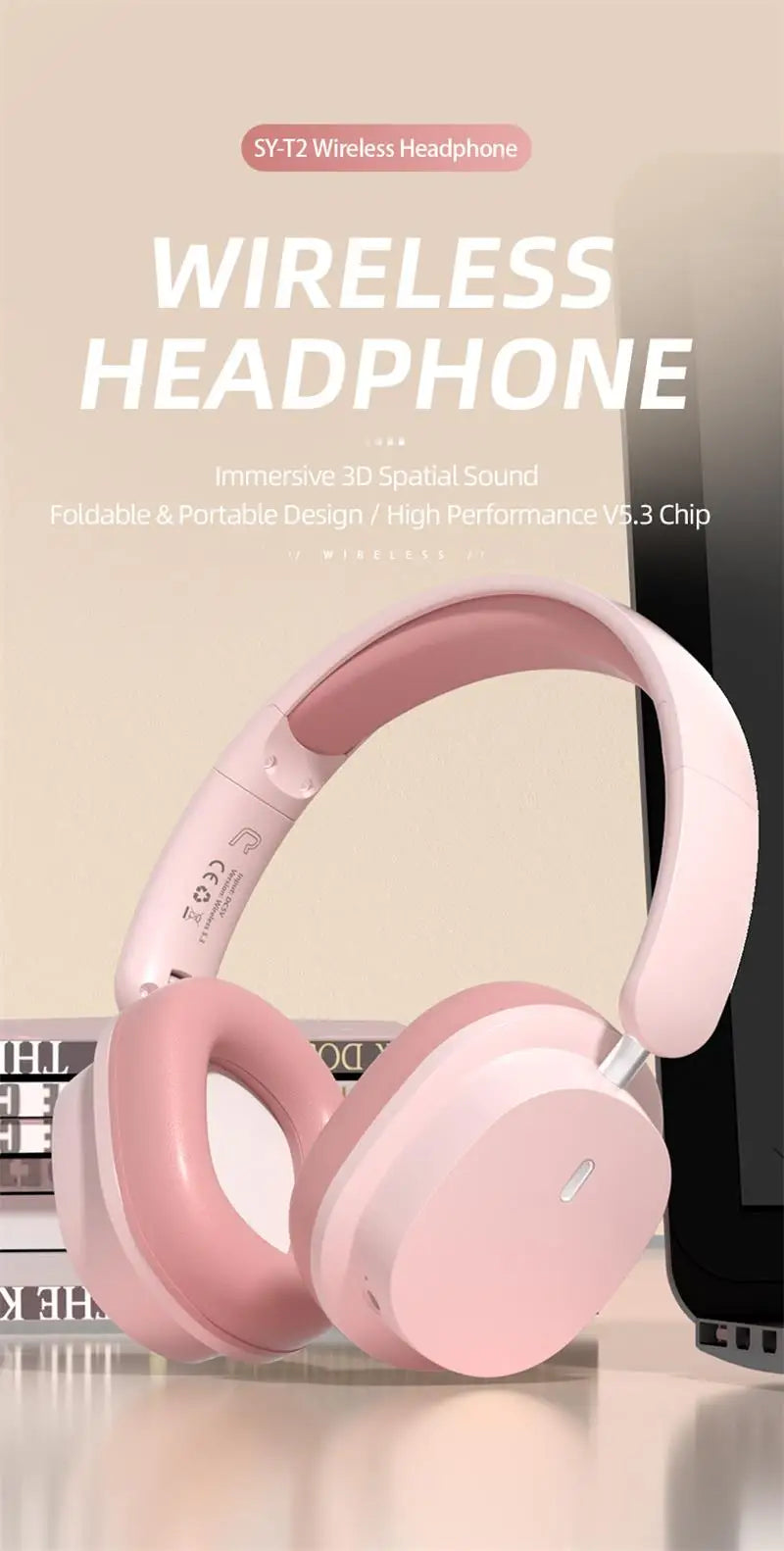 Head Mounted Wireless Earphones Foldable Bluetooth Earphones Built Microphone Earphones Audio Noise Cancelling Earphones