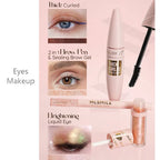 Makeup Kit With Organize Case Lipstick Contour Highlight Liquid Eyeshadow Lip Mud Eyebrow Pencil Mascara Women Cosmetics Set