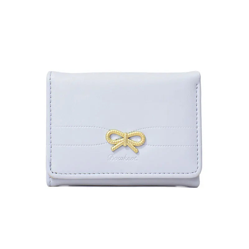 Fashion Wallets Girls Cute Bow Small Wallet Aesthetic Card Holder Classic Three Fold Purse For Women Student Simple Coin Pouch