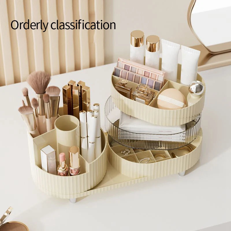 360° Rotating Cosmetic Storage Box Makeup Drawer Organizer Dresser Skincare Products Storage Box Sundries Sorting Container