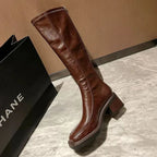 Women's High Boots High Heels Fashion Dress Shoes Chunky Luxury Woman Winter Boots 2025 Designer Knee High Chelsea Botas Mujer