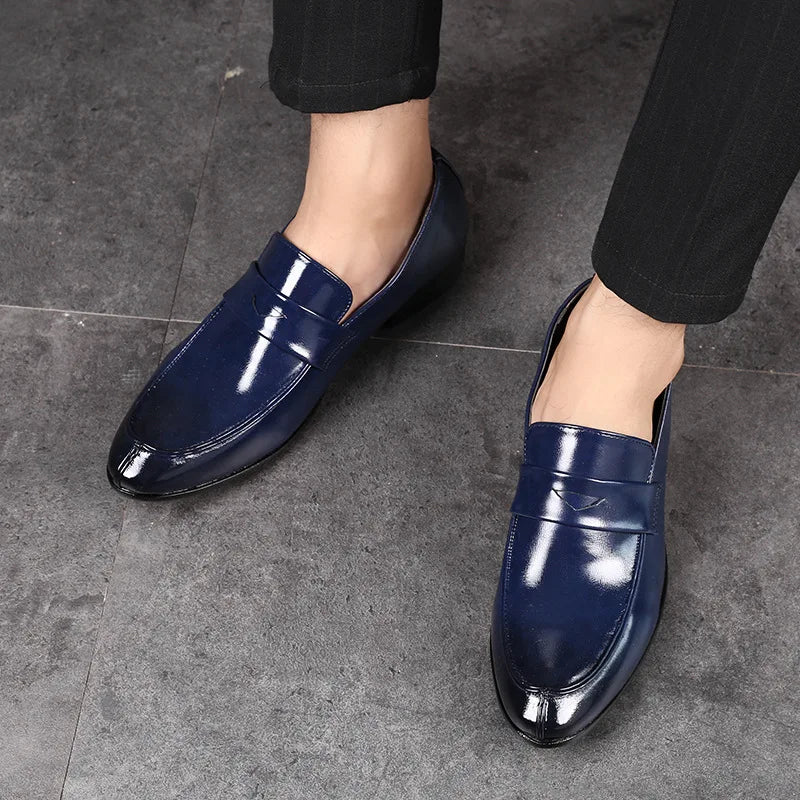 Men's Shoes Loafers Dress Man British Casual Single Leather Small Square Toe Mens Genuine Shoe Formal Black Elegant Good Quality