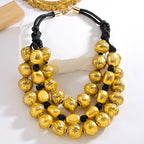 3 Layer Golden Silvery CCB Material Irregular Ball Beaded Necklace European American Fashion Collar Necklaces New Female Jewelry