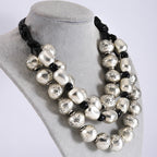 3 Layer Golden Silvery CCB Material Irregular Ball Beaded Necklace European American Fashion Collar Necklaces New Female Jewelry