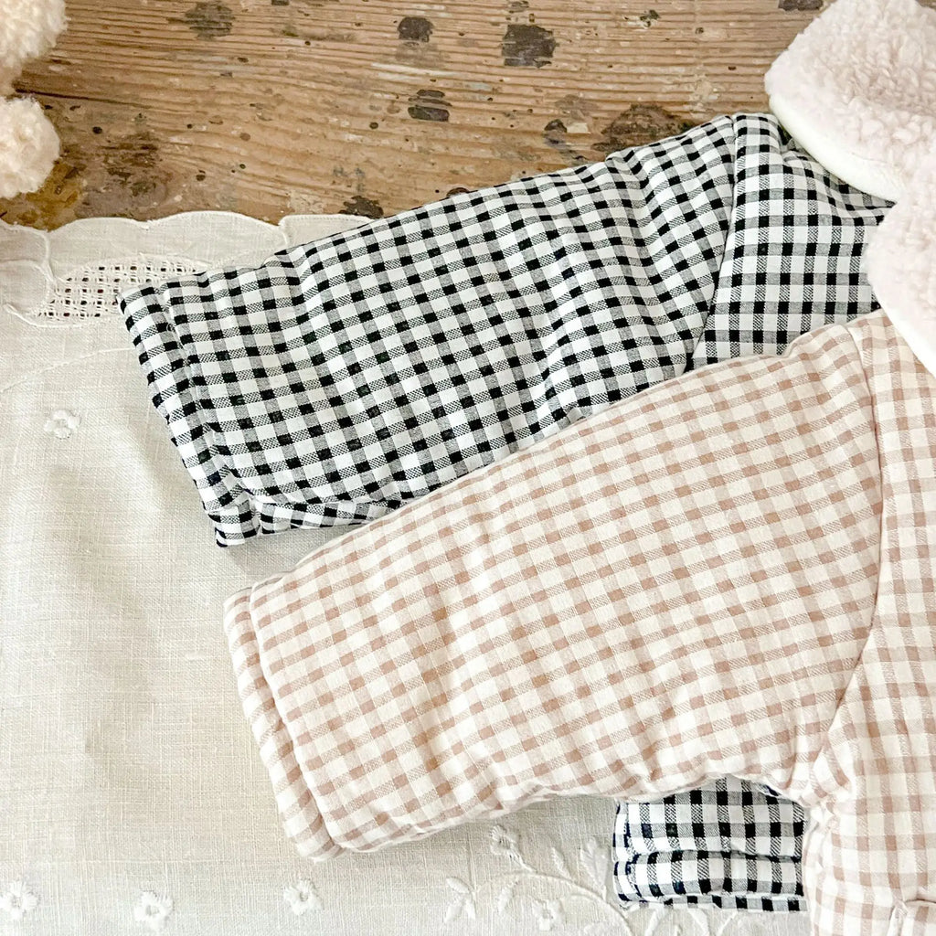 Winter Baby Girl Clothing  Plaid Coat Warm Fleece Lined Cartoon Bear Embroidery Children Cotton Padded Jacket