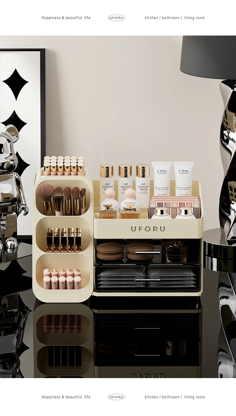 Cosmetics storage box Home dressing table advanced sense large capacity lipstick skin care multifunctional points Shelf