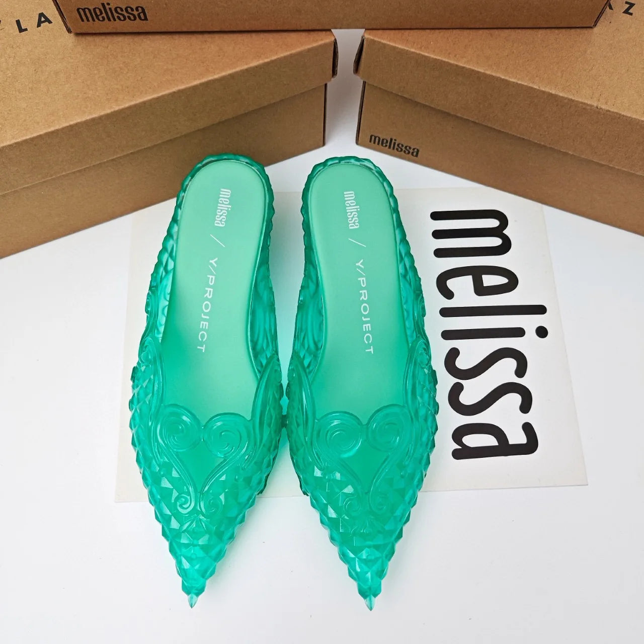 Women Sandals 2025 Spring Melissa Woman Slingback Shoes Fashion Ladies High Heels Elegant Med Heel Pointed Toe Slip on Sandal