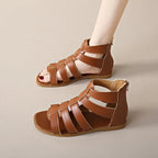 Women's Sandals Summer Elegant Casual Low Heels Flats Gladiator White Fish Toe with Best Selling Woman Shoes