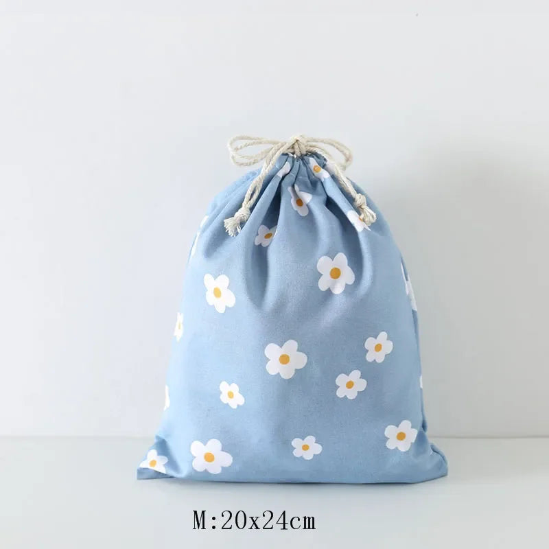 Women Girls Jewelry Lipstick Cosmetic Tote Rope Pouch String Bag Cute Small Large Coin Purse Key Earphone Drawstring Storage Bag