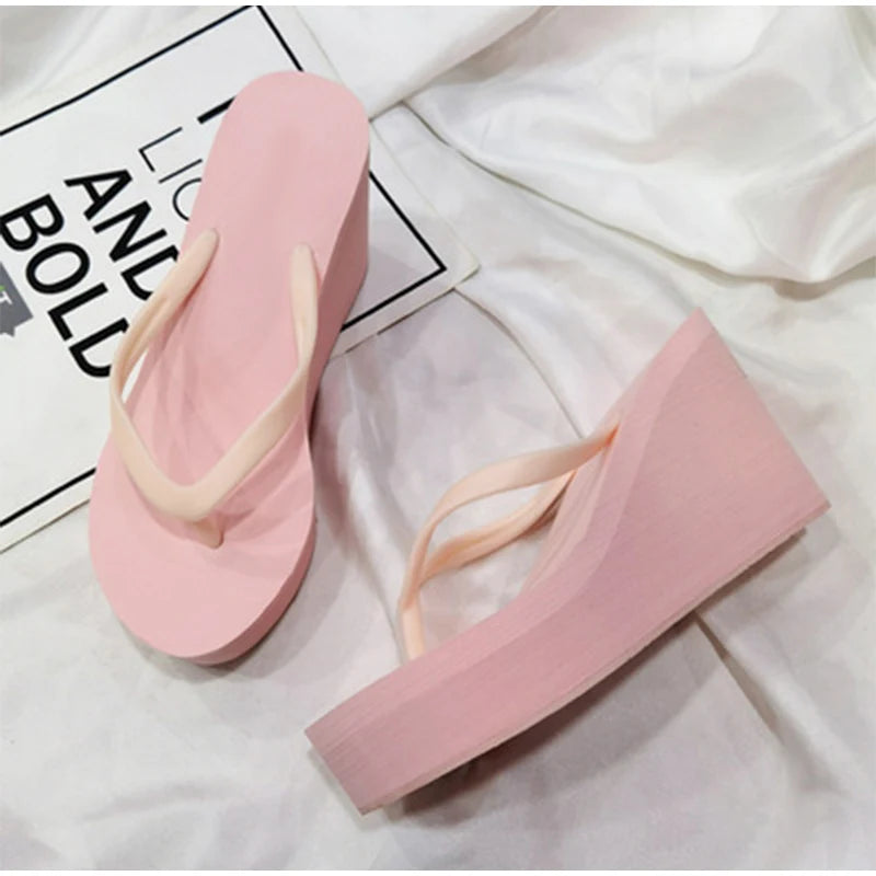 Women's Slippers  Flip Flops Fashion Wedges PU Solid Ladies Elegant Slides Comfort Casual Soft Slip On 2021 Summer Beach Shoes